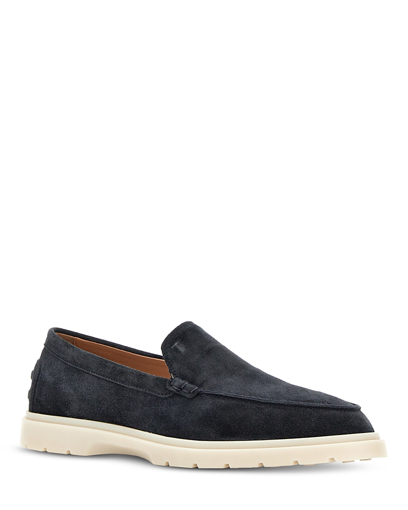 Tod's Logo-debossed Suede Loafers In Blue