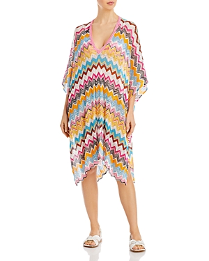 Missoni Draped Sleeves Kaftan Zigzag Embroidery In Multi Chevron