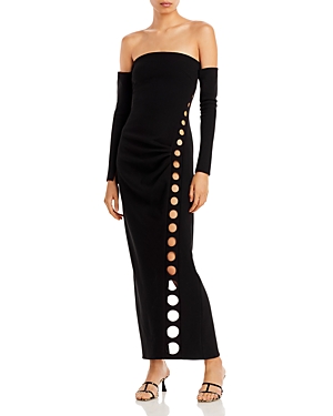 Cult Gaia Capri Off-the-shoulder Long Sleeve Maxi Dress In Black