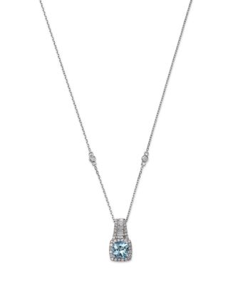 Bloomingdale's Fine Collection - Aquamarine & Diamond Pendant Necklace in 14K White Gold, 18"