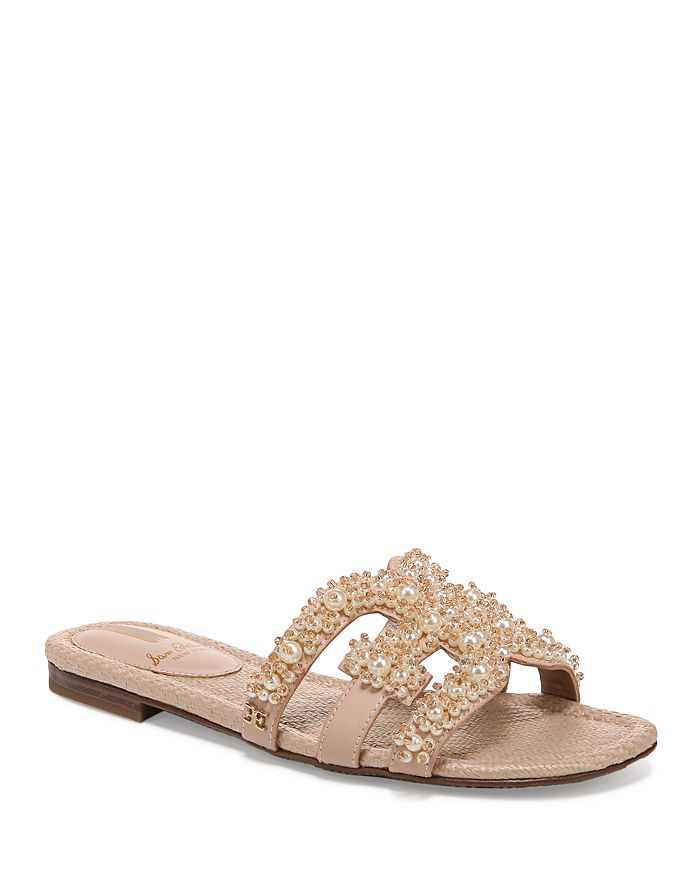 Sam Edelman Women's Bay Perla Square Toe Embellished Slide Sandals ...