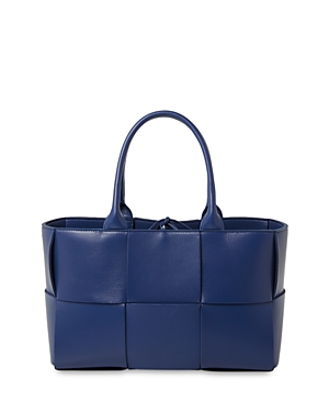 Bottega Veneta Small Arco Woven Leather Tote In Cruise/gold