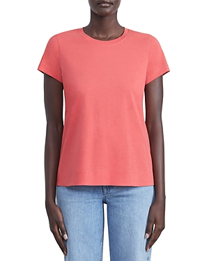 Lafayette 148 Modern Short-sleeve Cotton Jersey Tee In Vibrant Coral