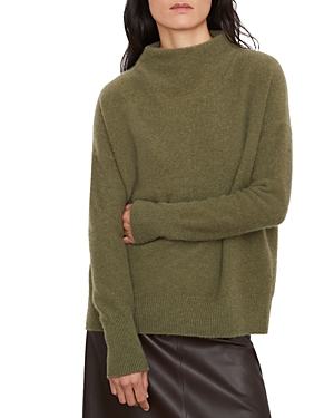 Vince Boiled Cashmere Funnel Neck Sweater In Heather Bay Leaf
