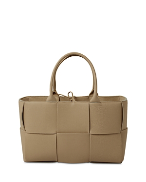 Bottega Veneta Arco Woven East-west Tote Bag In Taupe/gold