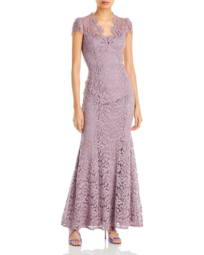 eliza j scalloped edge lace gown