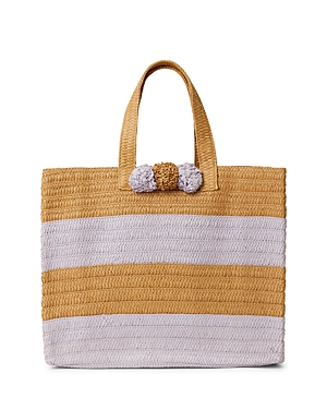 Shop Btb Los Angeles Bahama Mama Straw Tote In Sand Lavender/gold