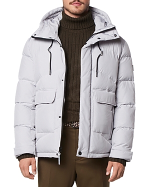 Shop Andrew Marc Ingram Chevron Quilted Open Bottom Puffer With Snorkel Hood In Moon