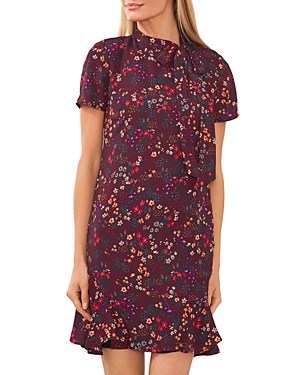 CeCe Short Sleeve Floral Print Godet Dress