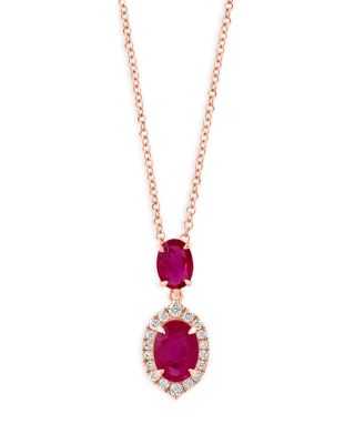 Bloomingdale's Fine Collection - Ruby & Diamond Pendant Necklace in 14K Rose Gold, 16-18"
