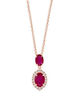 Bloomingdale's - Ruby & Diamond Pendant Necklace in 14K Rose Gold, 16-18" - 100% Exclusive