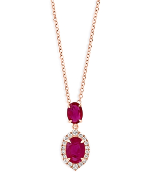 Bloomingdale's Ruby & Diamond Pendant Necklace In 14k Rose Gold, 16-18 - 100% Exclusive In Pink/rose Gold