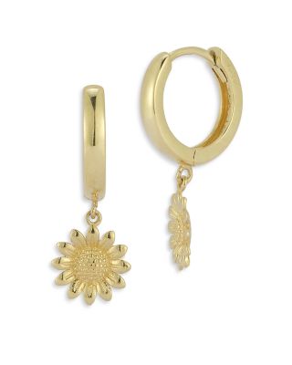 Moon & Meadow - 14K Yellow Gold Sunflower Huggie Earrings - Exclusive
