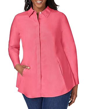 Foxcroft Plus Cici Non Iron Tunic Top In Rose Red