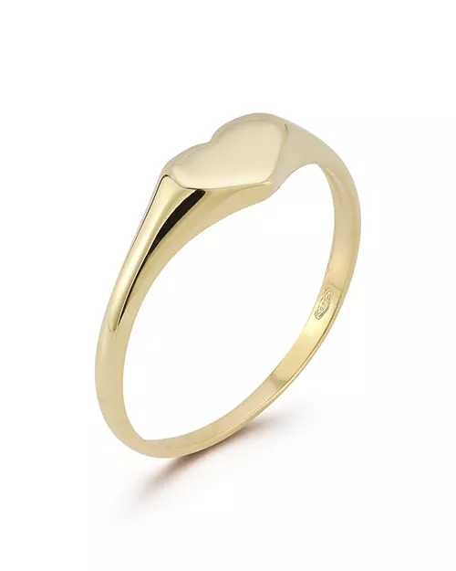 Gold Heart Signet Ring
