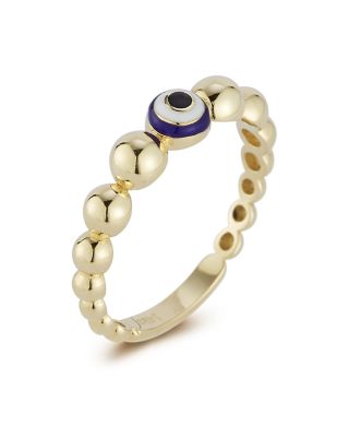 14K Yellow Gold Enamel Bubble Evil Eye Ring - Exclusive
