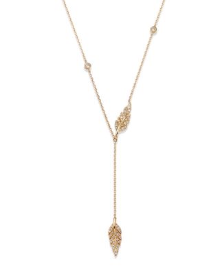 Bloomingdale's Fine Collection Diamond Leaf Drop Necklace in 14K Yellow Gold, 0.30 ct. t. w. - Exclusive