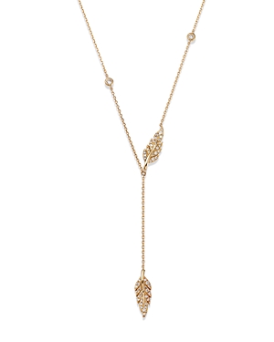 Bloomingdale's Diamond Leaf Drop Necklace In 14k Yellow Gold, 0.30 Ct. T.w. - 100% Exclusive In Yellow/white