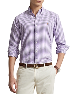 Shop Polo Ralph Lauren Classic Fit Gingham Oxford Shirt In Hampton Purple/white