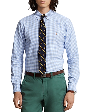 Shop Polo Ralph Lauren Cotton Classic Fit Gingham Oxford Shirt In Light Blue/white