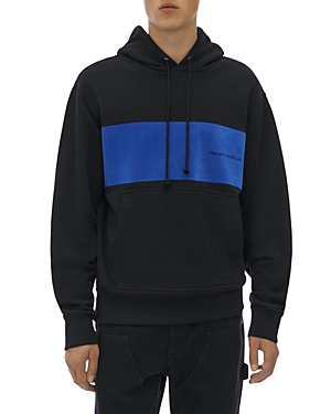Helmut Lang cotton color blocked flocked logo hoodie