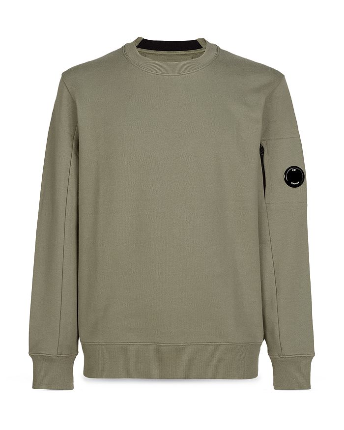 C.P. Company - Cotton Diagonal Raised Fleece Back Logo Slim Fit Crewneck Sweatshirt