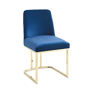 Modway Amplify Sled Base Performance Velvet Dining Side Chair In Gold Tone In Gold Navy