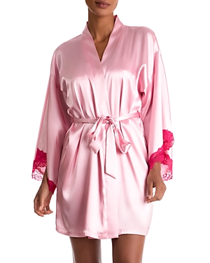 In Bloom by Jonquil Lace Trim Satin Robe