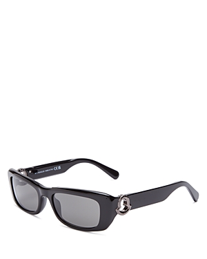 Moncler 55mm Rectangular Sunglasses In Black/gray Solid