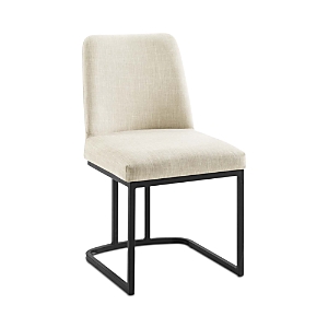 Modway Amplify Sled Base Upholstered Fabric Dining Side Chair In Blackbeige