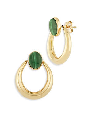 Bloomingdale's Malachite Hoop Earrings In 14k Yellow Gold - 100% Exclusive In Green/gold