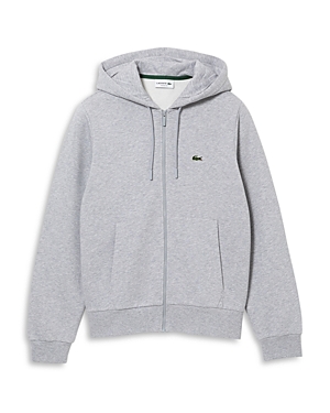 Lacoste Classic Zip Front Hoodie In Silver