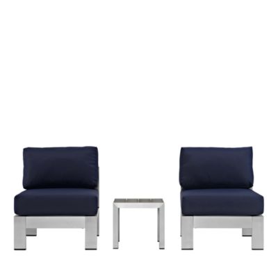 Modway Shore 3 Piece Outdoor Patio Aluminum Sectional Sofa Set