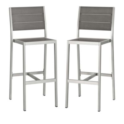 Modway Shore Outdoor Aluminum Armless Bar Stool, Set of 2
