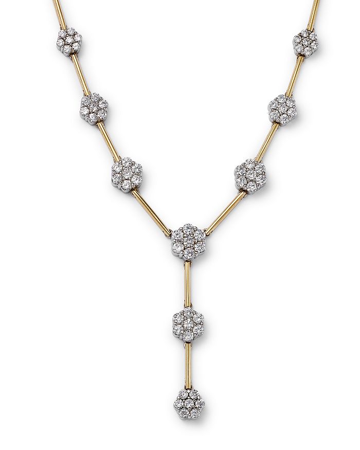 Bloomingdale's - Diamond Flower Cluster Lariat Necklace in 14K Yellow & White Gold, 3.0 ct. t.w. - 100% Exclusive