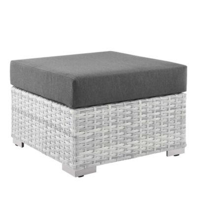 Modway Convene Outdoor Patio Ottoman in Light Gray & Charcoal