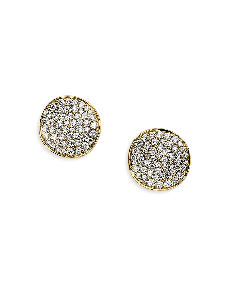Ippolita 18k Yellow Gold Stardust Diamond Pave Flower Disc Stud Earrings In White/yellow