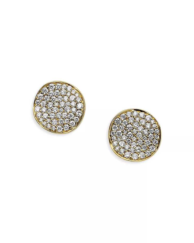 Ippolita 18K Yellow Gold Stardust Diamond Pave Flower Disc Stud Earrings