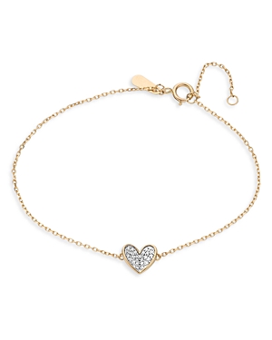 Adina Reyter Diamond Pave Heart Pendant Bracelet In 14k Gold In White/gold
