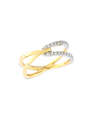 Bloomingdale's Diamond Crossover Ring In 14k Yellow And White Gold, 0.20 Ct. T.w. - 100% Exclusive In White/yellow