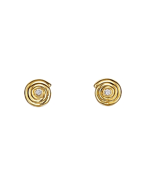Temple St Clair 18k Yellow Gold Classic Diamond Spiral Stud Earrings