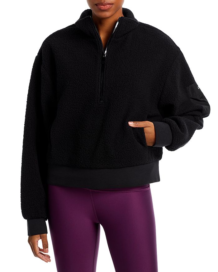 Alo Yoga Women’s XS Full Zip Sherpa Varsity Jacket In Dusty Pink