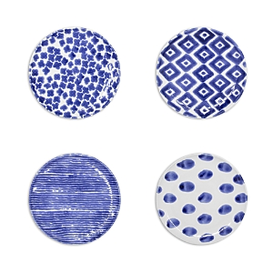 Shop Vietri Santorini Assorted Cocktail Plates, Set Of 4 In Blue