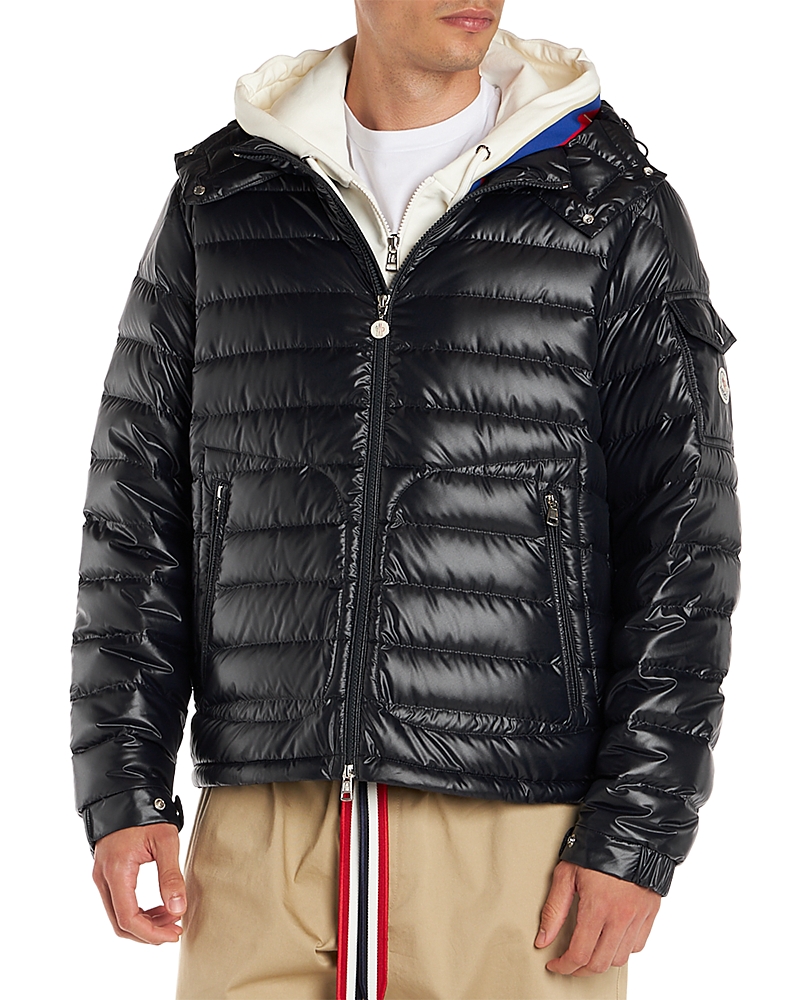 Moncler Lauros Short Hooded Down Jacket Polyester In Blue