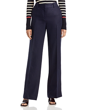 Lafayette 148 Sullivan High-rise Wide-leg Pants In Navy