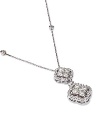 Diamond Double Clover Pendant Necklace in 14K White Gold, 2.25 tcw 