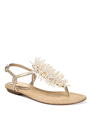 Sam Edelman Brinda Embellished Metallic Faux Leather Sandals In Goldleaf