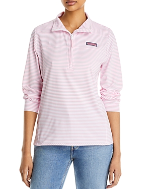 Vineyard Vines Microstripe Sankaty Half Zip Shep Shirt In Pink Cloud