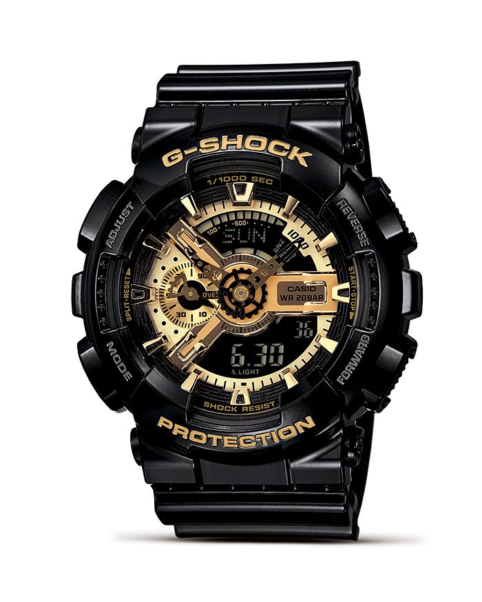 Shop G-shock 200m Water Resistant Magnetic Resistant Watch In Black/gold