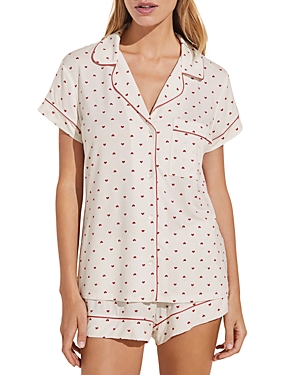 Shop Eberjey Gisele Shortie Short Set In Heart / Rose